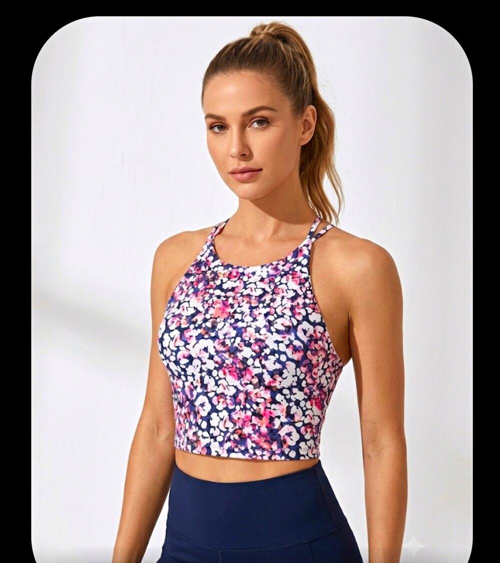 Old Navy Active Women's Floral Crossback Pullover Lined Wireless Sports Bra M